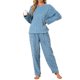thumbnail image 2 of INSPIRE CHIC Conjunto de Pijama de Felpa para Mujer, Manga Larga, Cuello Redondo, Suave, Cálido, para Invierno, 2 Piezas, Talla XL, Azul, 2 of 6