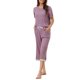 thumbnail image 4 of INSPIRE CHIC Conjunto de Pijama de Modal para Mujer Regreso a Clases Suave Camiseta de Manga Corta y Pantalones Capri Ropa de Dormir con Encaje para Primavera Verano S Púrpura, 4 of 6
