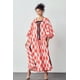 thumbnail image 3 of Saronite Vestido con Mangas Abullonadas, Cuello Redondo, Corte Ajustado, Bolsillos Laterales, Color Naranja (para Mujer), 3 of 5