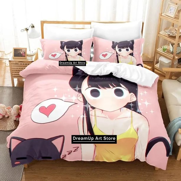 Fashion Komi Can't Communicate Bedding Set Boys Girls Duvet Cover Pillowcase Bed Adult Bedroom
