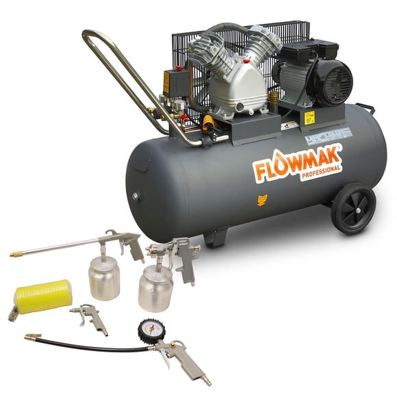 Combo Compresor de Aire 100 Litros 3HP 8 bar Más Kit Accesorios
