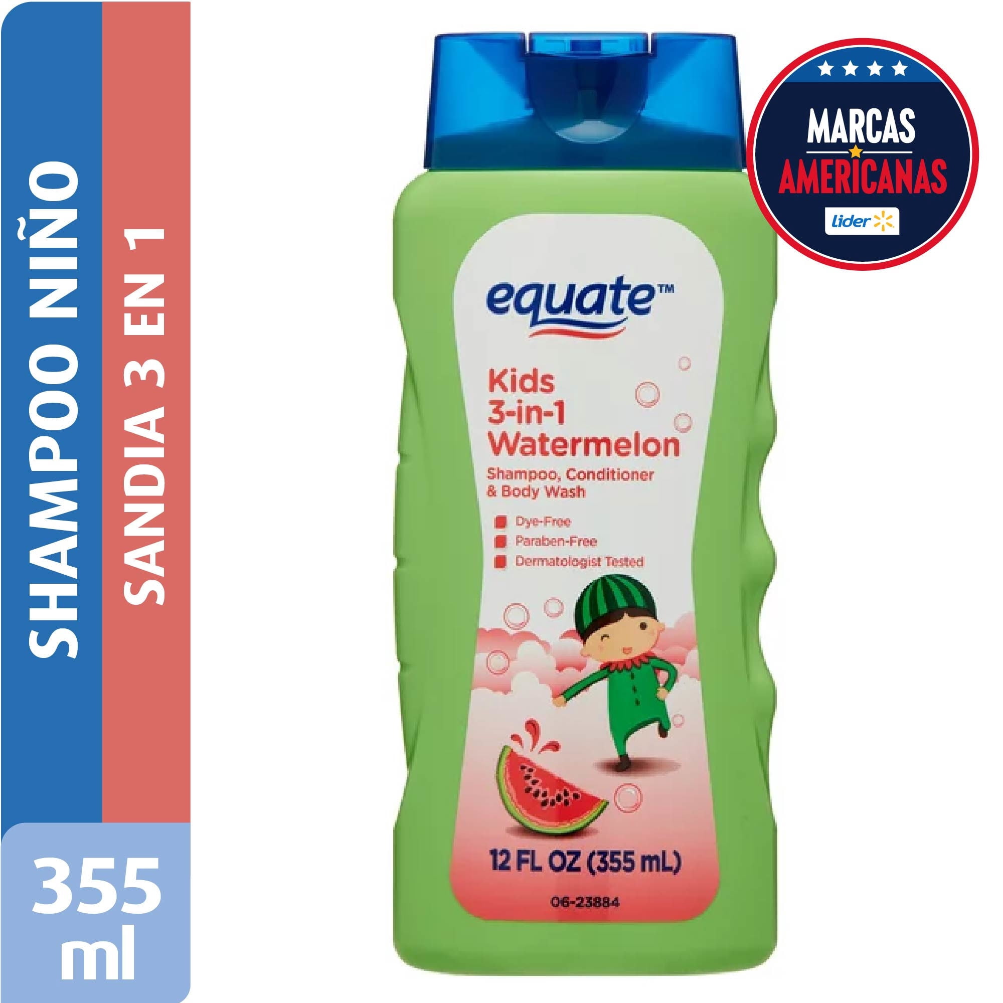 Shampoo Equate Acondicionador Y Gel De Baño Para Niños Aroma Sandia 3 En