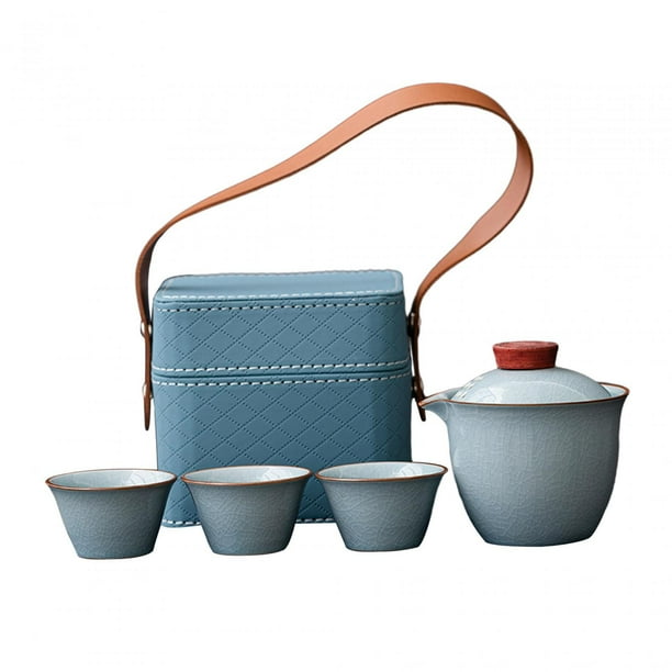 Juego De Té De Viaje Tazas De Té Tetera De Cerámica Con Bolsa De Transporte Para Viajes De Negocios Set B