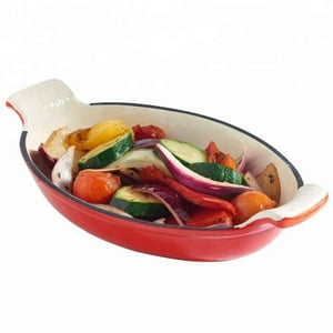 Briva - Plato De Hierro Enlozado 26 Cm Ovalado Rojo