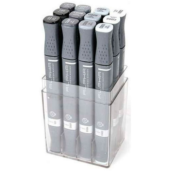 Marcadores Alpha Design Gris Frío Set 12 Colores