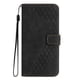 thumbnail image 1 of Funda tipo cartera para iPhone 17 con tarjetero, bolsillo para billetes, soporte, cierre magnético y correa para la muñeca, funda tipo folio con textura geométrica negro, 1 of 5