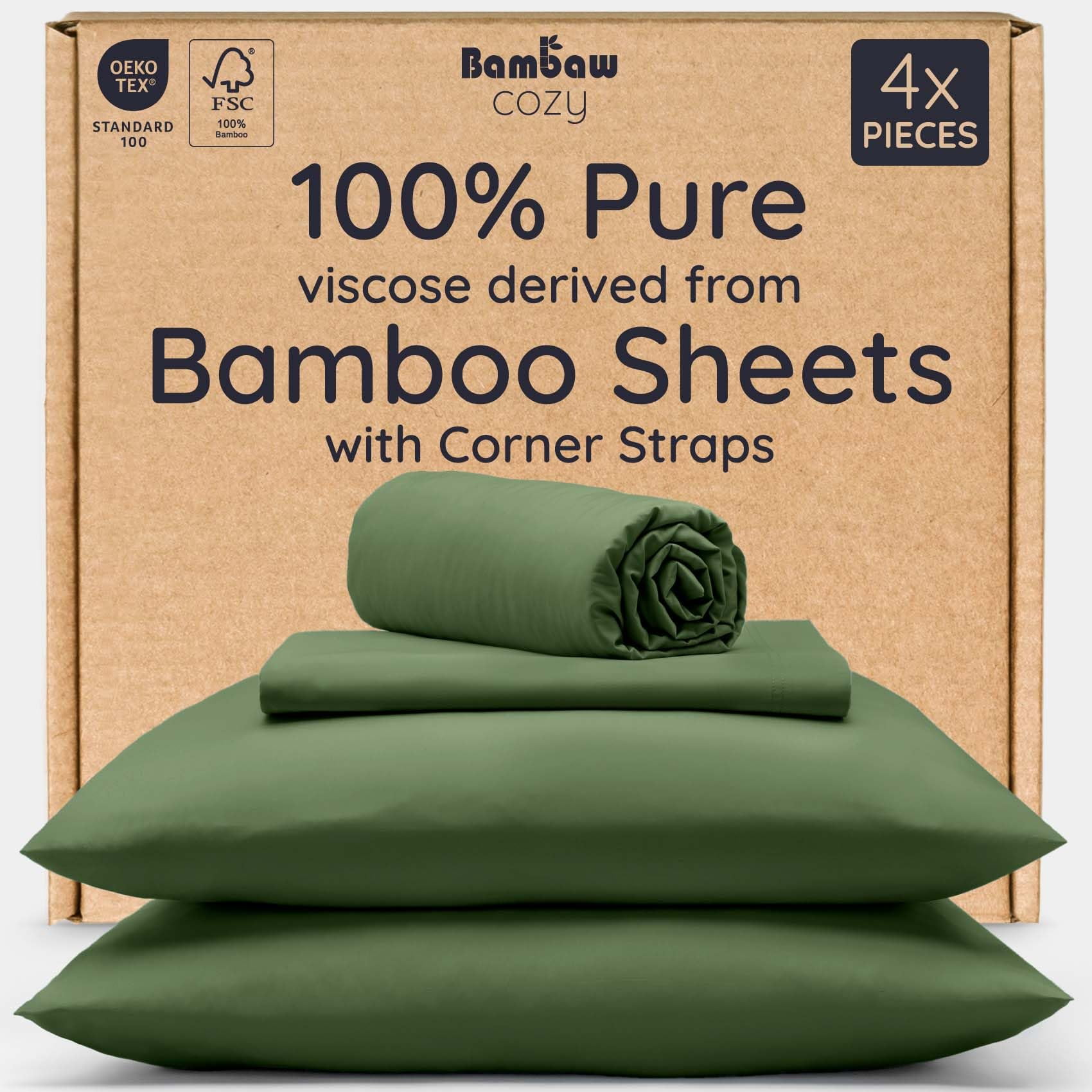 Juego De Sábanas Queen Bambaw De Bambú 4 Piezas Con Bolsillo Profundo Y Efecto Refrescante