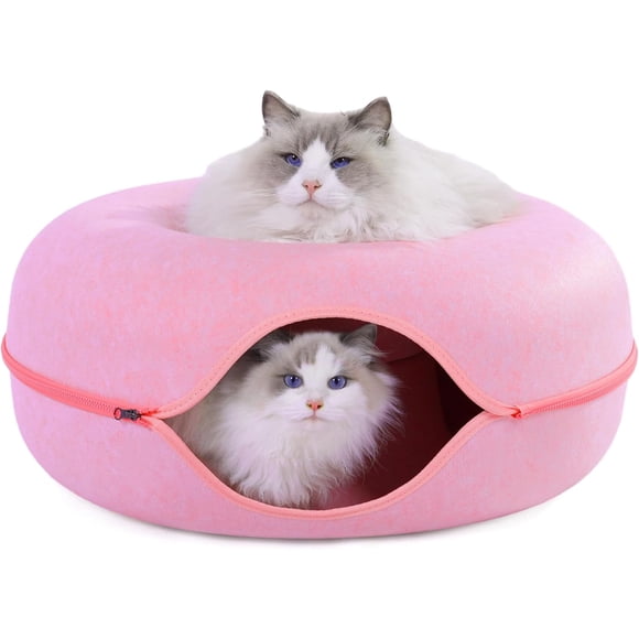 Cama Gato Tunel Interactivo Anti Arañazos Rosada 60cm