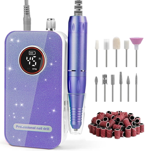 Taladro de uñas HQMPHQ 45000 RPM recargable inalámbrico color púrpura