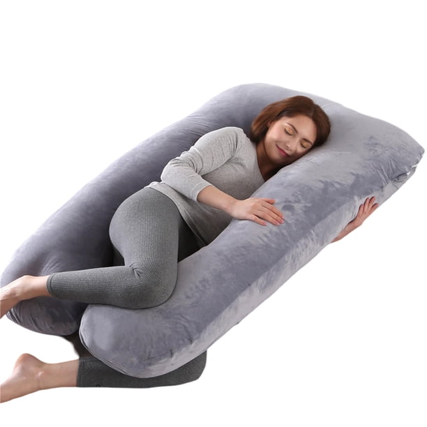 Almohada para embarazadas, almohada en forma de U desmontable y lavable, cojín grande, almohada de cintura