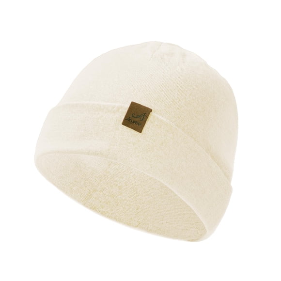 Gorro ACUSHLA de Lana Merino con Puño Unisex Blanco