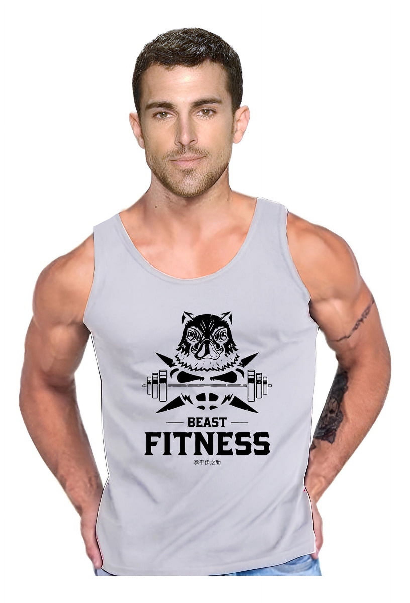 Persodesign - Polera Diseño Beast Fitness Demon Slayer Musculosa Tank Gym Talla S Gris Hombre