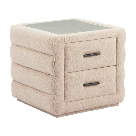 Buró Soffice Beige, estilo moderno, cubierta de vidrio templado