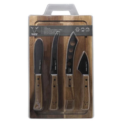 Set Aperitivo Tabla 4 Cuchillos De Queso Utensilios Cocina Wayu
