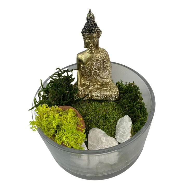 Eco Deco - Terrario Musgo Preservado Buda Dorado