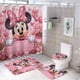 thumbnail image 1 of Minnie Mouse-theme 4-Piece Shower Curtain Set with Rugs, Waterproof Bathroom Decor Set Includes Bath Mat, U-Shaped Rug, Toilet Lid Cover and Curtain with Hooks, 1 of 6
