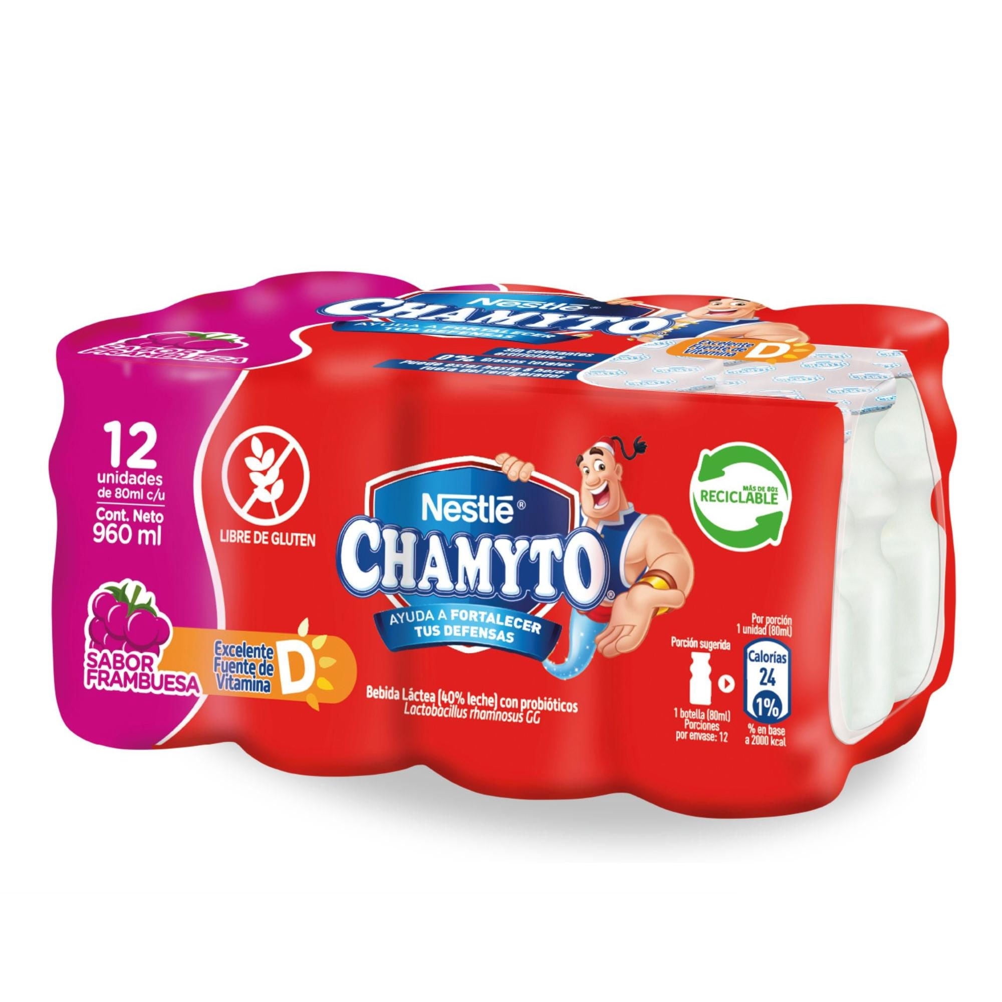 Bebida Láctea Probiótico Sabor Frambuesa Multipack Botella 80ml Chamyto