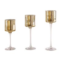 Magideal - Portavelas Cónico De 3 Piezas, Candelabro De Cristal, Adorno De Inauguración De La Casa Para El Día De San Valentín, Portavelas Alto Para Boda De Año Oro