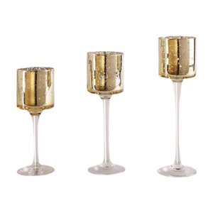 Magideal - Portavelas Cónico De 3 Piezas, Candelabro De Cristal, Adorno De Inauguración De La Casa Para El Día De San Valentín, Portavelas Alto Para Boda De Año Oro