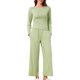 thumbnail image 1 of INSPIRE CHIC Conjunto de 2 Piezas para Mujer 2026 Conjuntos de Pijama Largo con Tops de Manga Larga y Pantalones de Pierna Ancha Casual Conjunto a Juego XS Verde, 1 of 6