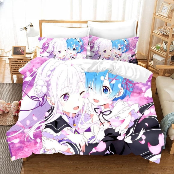 Cartoons Rem Ram Bedding Set Life in a different world from zero Anime Duvet Cover Sets Comforter Bed Kids Bedclothes Bed Sheets