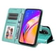 thumbnail image 3 of Funda tipo cartera FOXDOCK para OPPO Reno 6Z , diseño girasol en relieve, cuero PU, cierre magnético, soporte y tarjetero, 3 of 5