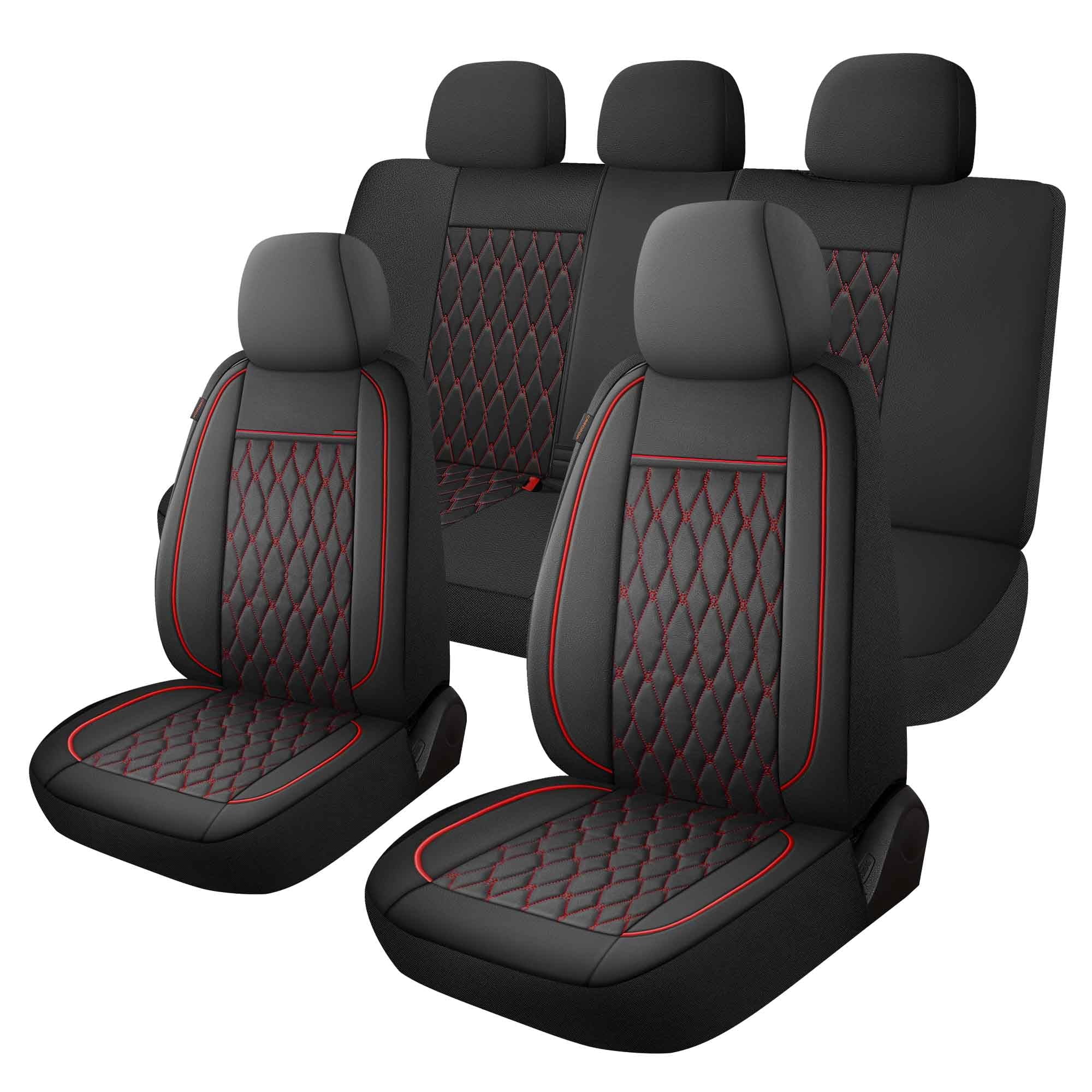 Fundas De Asiento De Coche Caromop De Piel Sintética De Lujo Para 5 Asientos