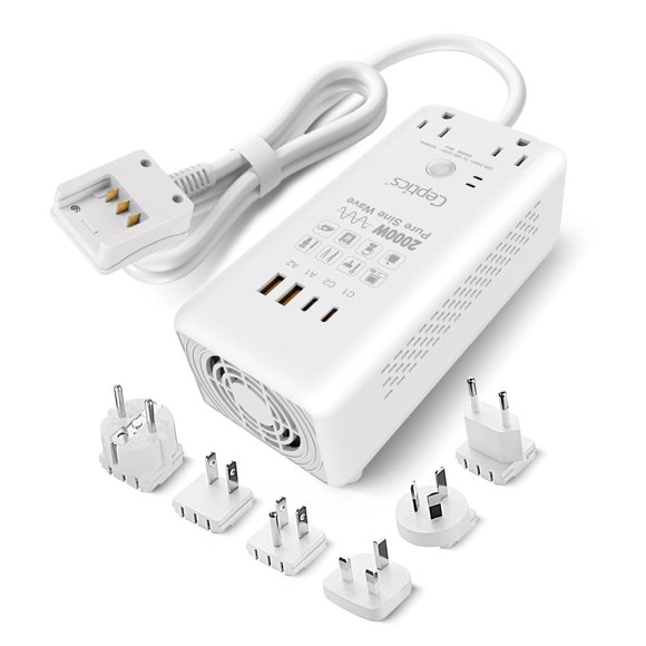 Convertidor Ceptics 2000 W 220 V a 110 V 6‑en‑1