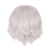 Magideal - Peluca De Cosplay Peluca De Disfraz Ligera Y Práctica Peluca Corta Básica Peluca Completa Para Disfraces De Halloween Amantes De Las Fiestas Temáticas Blanco Plateado