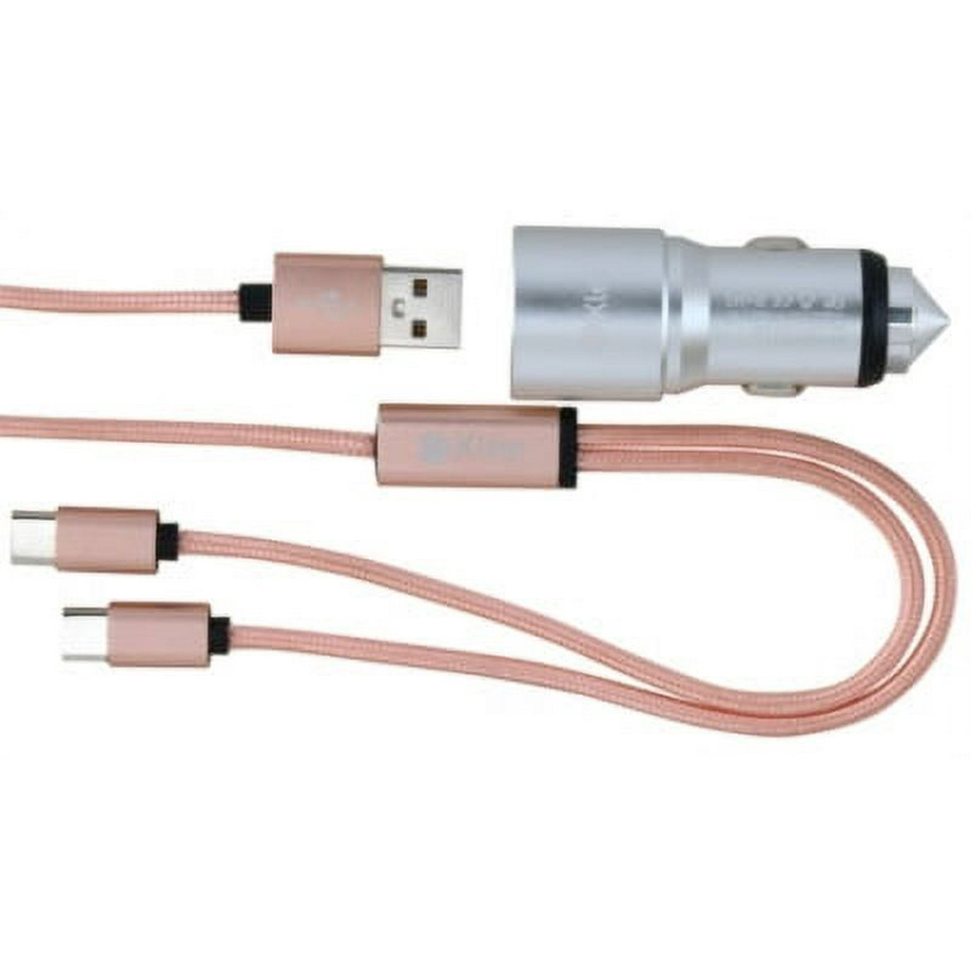 Klee - Cargador Auto Dual Usb Cable Usb Doble Tipo C
