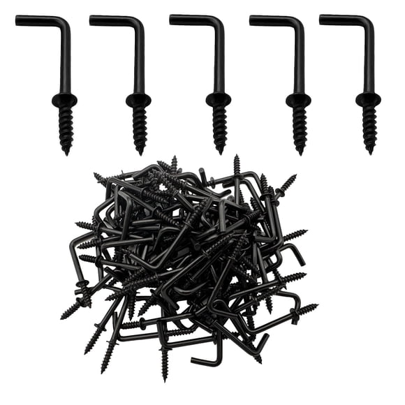 Ganchos De Tornillo En Forma De L Y Ángulo Recto Negros 2 5 Cm 100 Piezas