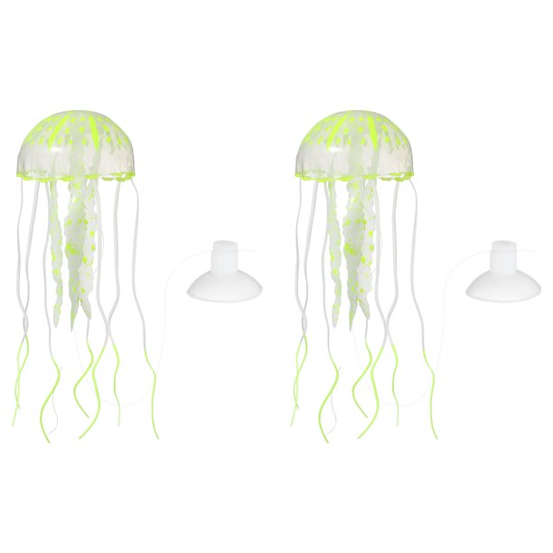 Decoración de Acuario Uxcell Medusa, Decoraciones para Peceras Medusa Acuario Brillante Falsa Medusa Adornos de Silicona, (Amarillo, M, 2 Piezas), Destinado para Decoración de Tanque