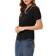 thumbnail image 4 of INSPIRE CHIC Blusa de Mujer con Cuello Peter Pan, Manga Corta Abullonada, Botones, Chiffon, Talla XS, Negro, 4 of 6
