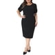 thumbnail image 1 of Vestido de talla grande para mujer, manga corta, por encima de la rodilla, vestido tubo, ropa de oficina para trabajar, 3X negro, 1 of 6