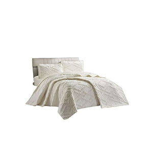 Teng Fei - Cobertor Quilt Verano Geometrico Tufting 2 Plazas Blanco