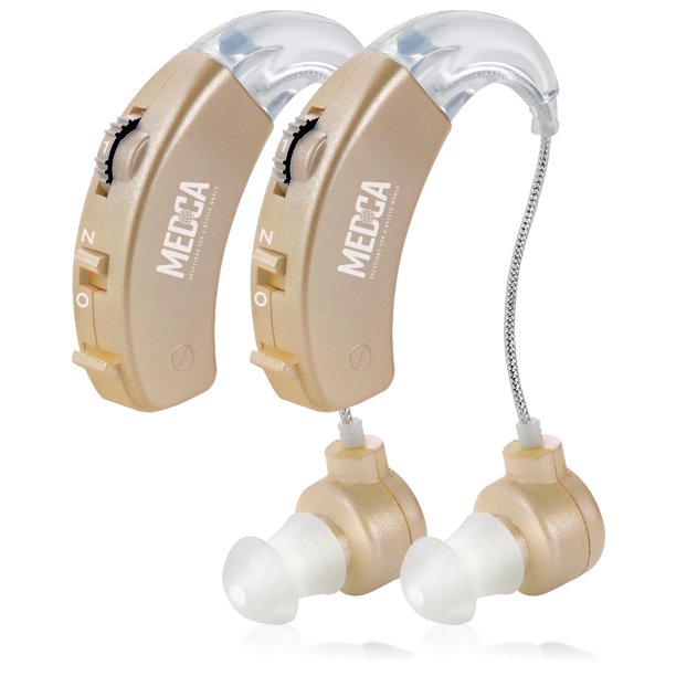Amplificador de Sonido Personal Detrás del Oído MEDca – Realzador de Sonido Digital con Reducción de Ruido, Dorado