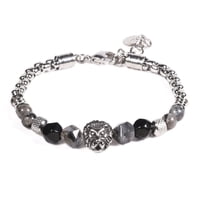 Brazalete Unisex Gino Rodinis B536 | Negro/Plateado