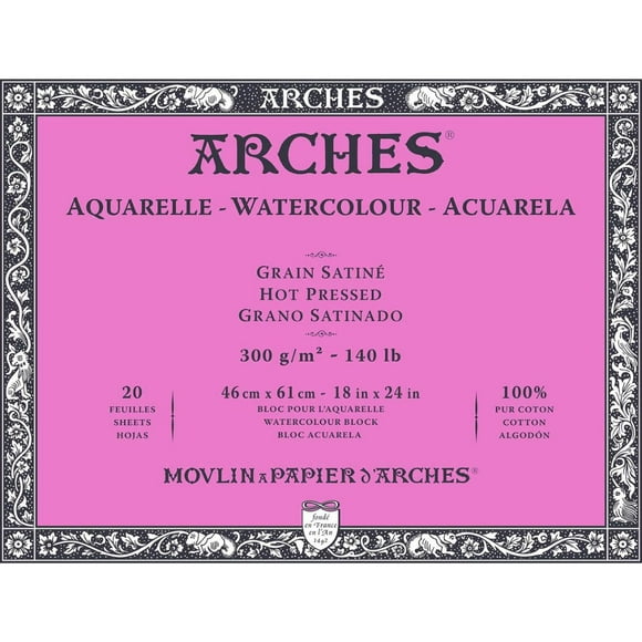 Block Acuarela Arches 300gr Grano Satinado 20 Hojas 46x61 cm