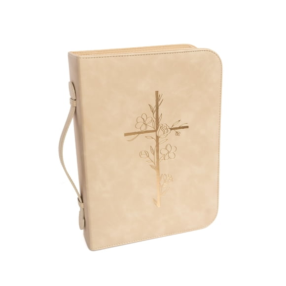 Funda para Biblia LANDORA & LEAF Beige/Dorado – Talla Grande
