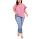 thumbnail image 2 of Agnes Orinda Blusas de Verano para Mujer Tallas Grandes con Volantes de Manga Corta Cuello Redondo Camisas Casual Sólidas 3X Rosa, 2 of 5