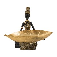 Bothyi - Adorno De Resina Con Caja De Almacenamiento Estatua De Mujer Africana Para Escritorio De Sala De Estar