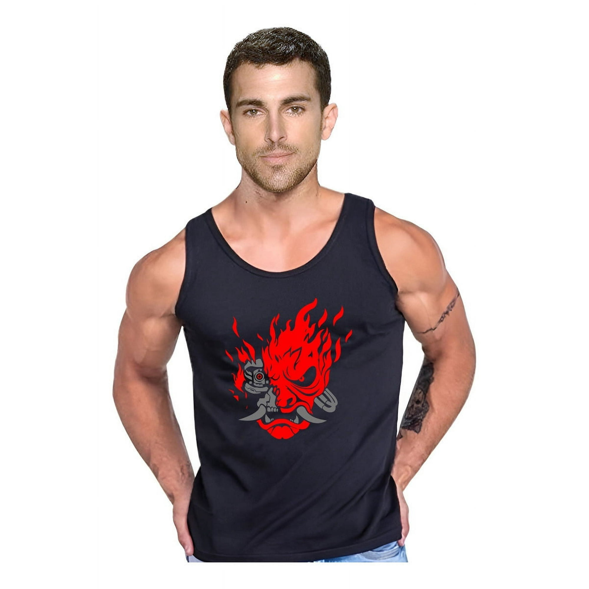 Persodesign - Polera Tank Cyberpunk 2077 Wake The F Ck Samurai Talla S Negro Hombre