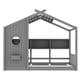 thumbnail image 3 of Twin Size Floor House Bed for Toddler, Kids Montessori Bed with Storage Shelf, Playhouse Bed with Roof Design, Gray, 3 of 3