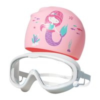 Ioensy - Juego De Gorro Para Gafas De Natación, Buceo, Jóvenes Creativos, Bonitos Para Pelo Largo Y Corto, Color Blanco