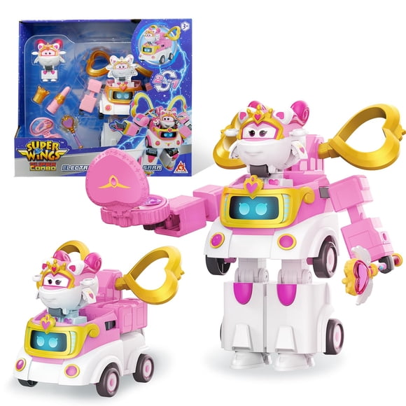 Super Wings Robot convertible de 15 cm, coche de juguete rosa