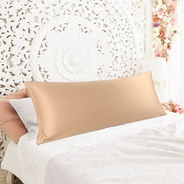 FUNDAS DE ALMOHADA DE SATÉN SUAVE COMO LA SEDA REGALWOVEN CON CREMALLERA FUNDAS DE ALMOHADA LARGAS QUEEN CARAMEL