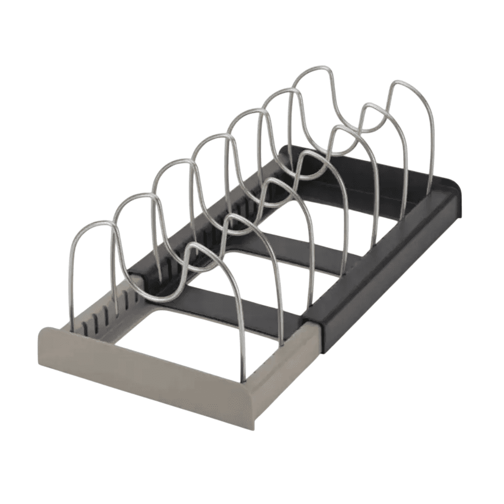 Rack Organizador Tapas Belug Ollas Expandible Cocina Menaje Sartén Negro Y Gris