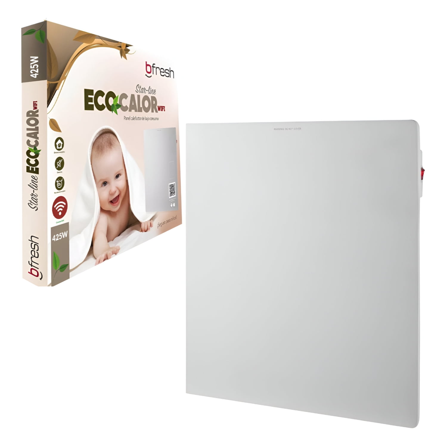Panel Mural Calefactor Eléctrico 425w Con Wifi Blanco Bfresh