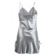 thumbnail image 2 of INSPIRE CHIC Mujer Camisón de Satén con Escote en V y Encaje Floral con Lazo, Tirantes Ajustables, Vestido de Dormir Gris-encaje XXL, 2 of 6