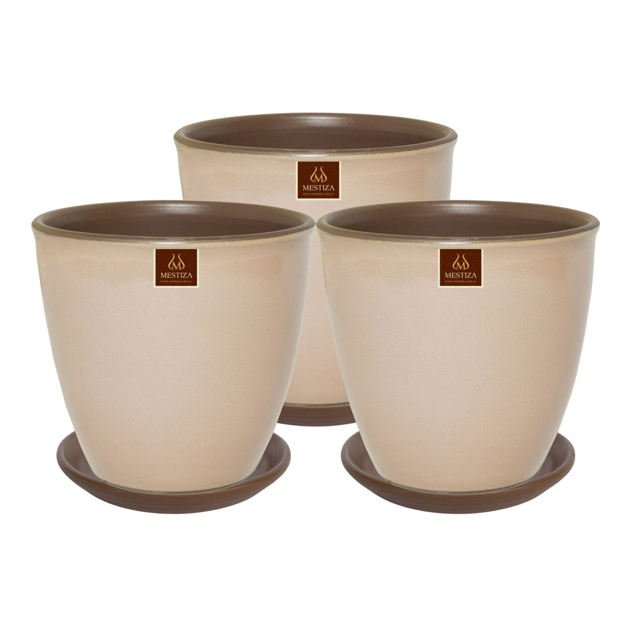 Pottery - Set De 3 Maceta Zafiro 17cm Vainilla Y Sus Platos